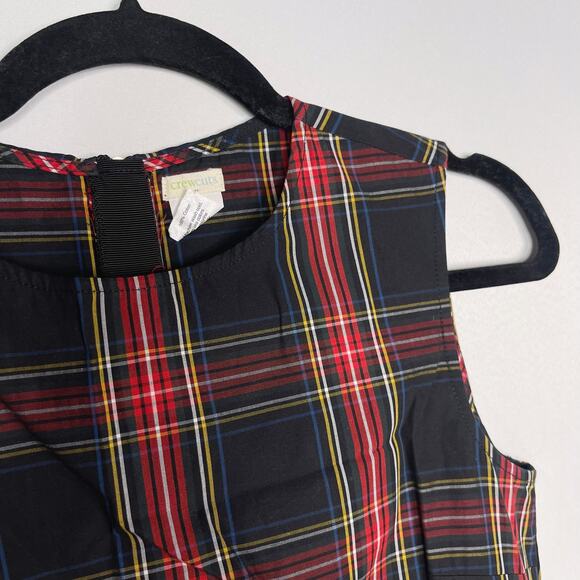 J Crew Crewcuts 14 Black Red Tartan Plaid Fit and Flare Holiday Dress Sleeveless - Picture 5 of 11